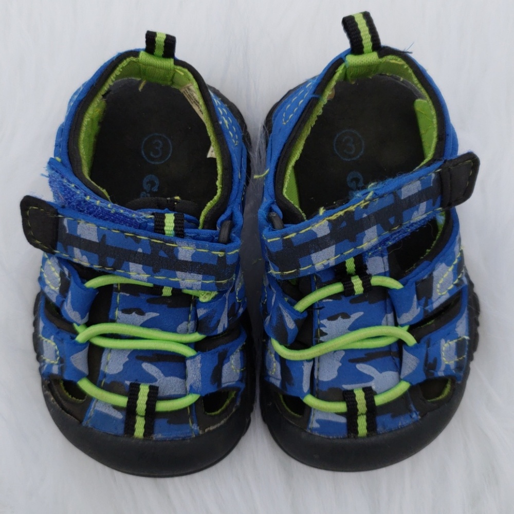 Garanamals Camouflage Sandals in Blue & Lime Green